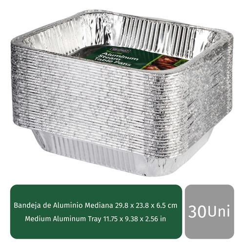 Member's Selection Bandejas Medianas de Aluminio 30 Unidades / 29.8 x 23.8 x 6.5 cm / 11.75 x 9.38 x 2.56 in