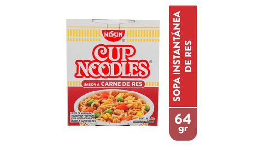 Sopa Instantanea NISSIN Cup Noodles Sabor Carne de Res Vaso - 64gr